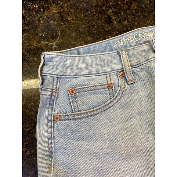 American Eagle Hi-Rise Festival Denim Miniskirt Light Wash Distressed - 6 - EUC - Picture 3 of 11